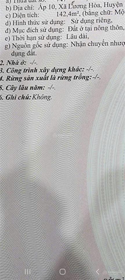 Bán đất tại đường ấp 10, xã lương hòa, bến lức, long an, 2.5 tỷ, 143 m2 đối diện kc nghiệp an thạnh