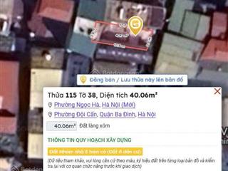 Bán nhà đất chính chủ tại ngõ 162 đội cấn, ngọc hà, ba đình, hà nội, 210 triệu / m2, 40 m2
