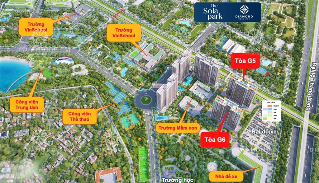 Chỉ 1.5 tỷ sở hữu 2n2vs tòa g3 sola park tầng đẹp, đông nam hỗ trợ vay 50% ls 0% đến 2027