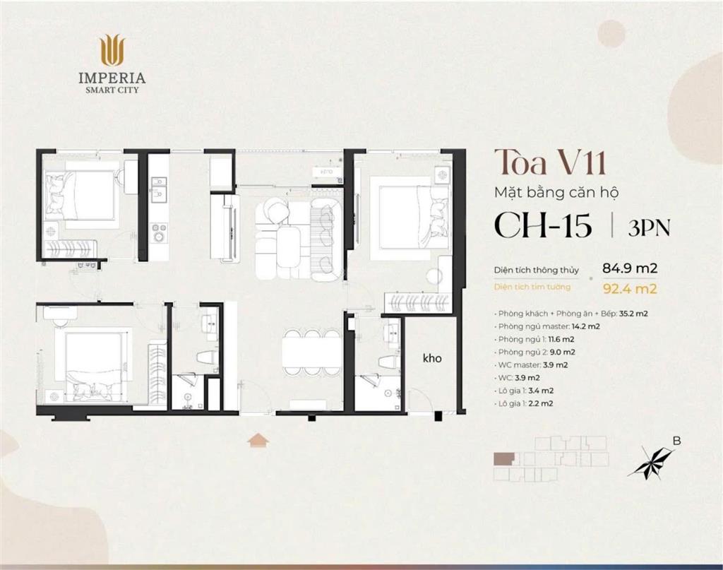 Rẻ nhất the victoria 3pn+1 tòa v1 (88m²). nhỉnh 79tr/m² bao toàn bộ phí ôm trọn 2 hầm xe