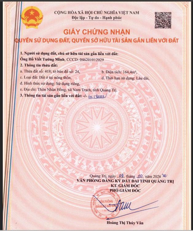 Chính chủ bán đất phân lô nam trạch, quảng bình  0375 624 ***