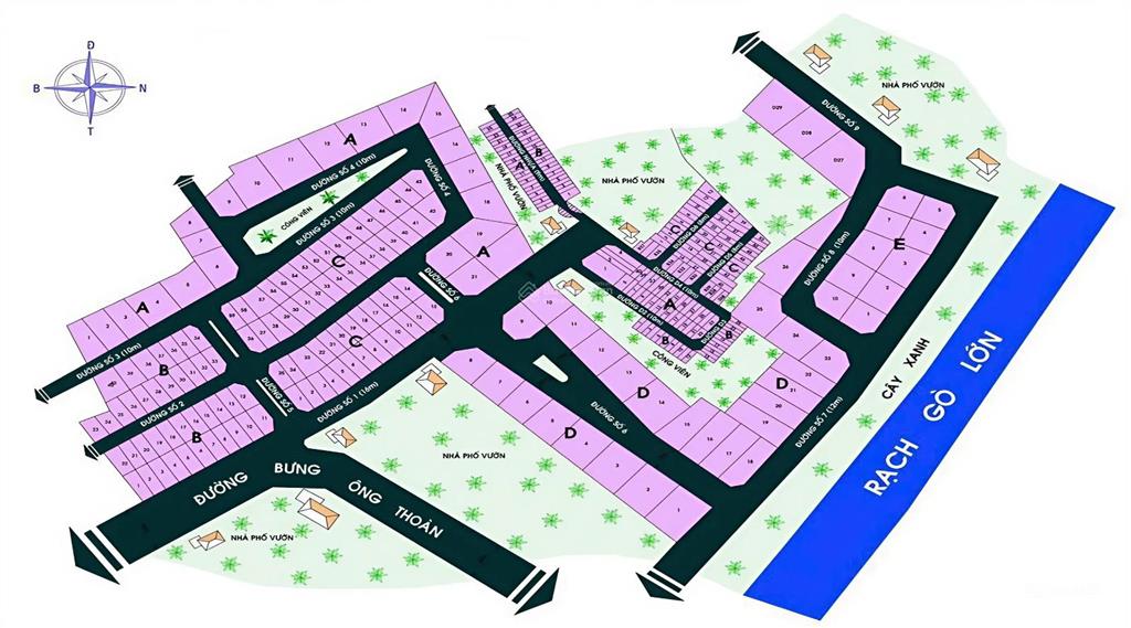 Đất nền biệt thự hướng tây nam