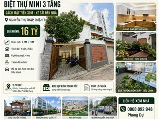 Bán biệt thự mini 3 tầng nguyễn thị thập quận 7  7,5x15m  6pn  có hồ cá koi  giá nhỉnh 16tỷ
