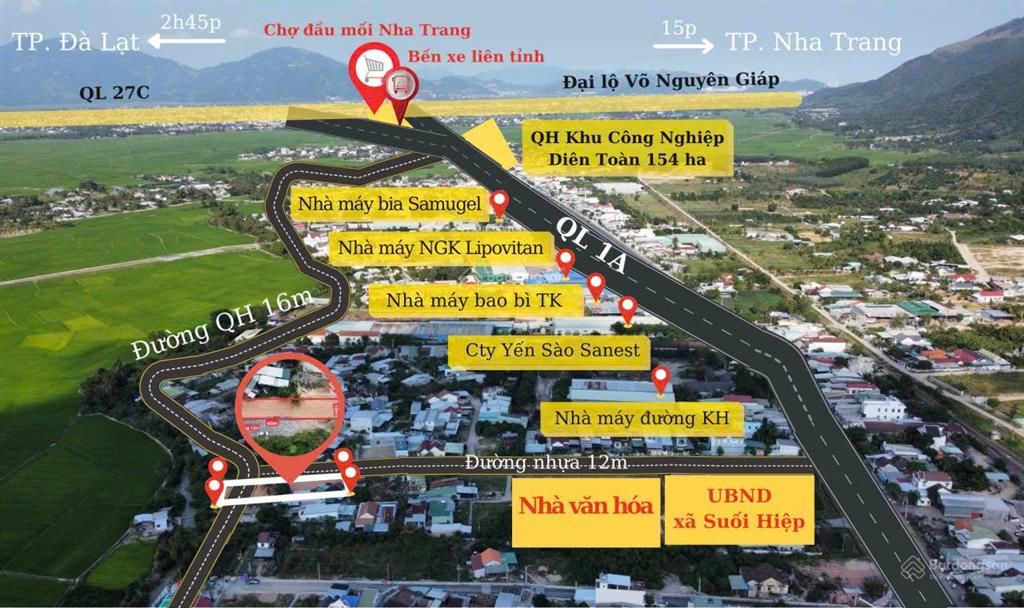 Cho thuê mặt bằng diện tích lớn, đường nhựa gần nha trang