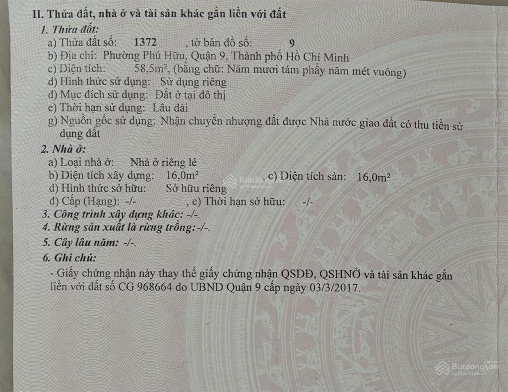Chính chủ gửi bán lô đất khu kdc tín hưng liên phường, p. phú hữu, tp thủ đức (q9) 7.5tỷ