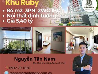 Bán căn hộ 3pn celadon city khu ruby  84m2 ban công rộng, view xanh, giá chỉ 5.4 tỷ