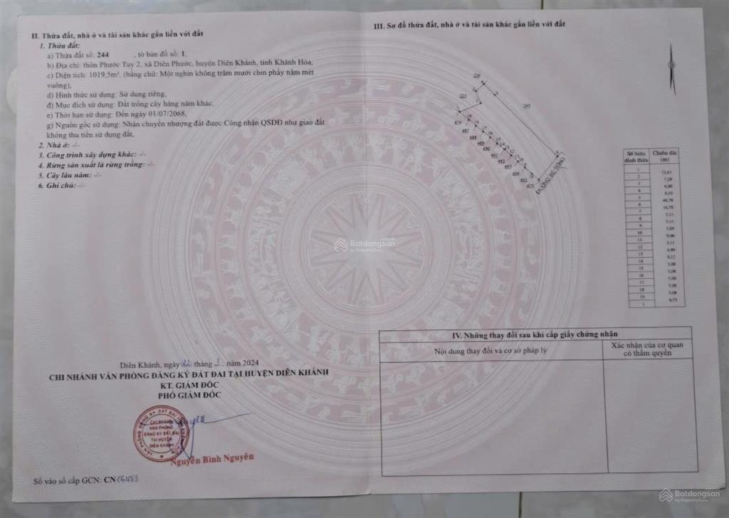 Bán đất tại thành hồ, diên phước, huyện diên khánh, 5,5 tỷ, 1000 m2, giá siêu hời chính chủ