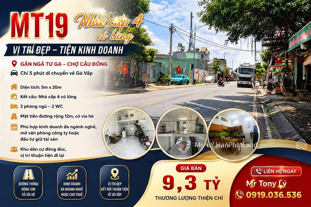Nhà gác lửng tl19, ngay ngã tư ga qua gò vấp 5 phút. 5x20m chỉ 9,3 tỷ. đường thông, kdbb, vp cty