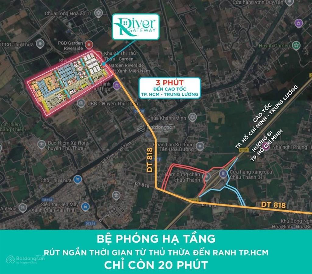 1,4 tỷ có ngay lô đất 100m² ngay trung tâm hành chính thủ thừa, sổ đỏ trao tay, đối diện khu kcn