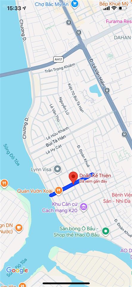 Bán đất mặt tiền doãn kế thiện  trục thông sông hàn, đường 10m5. chỉ 9.2 tỷ tl