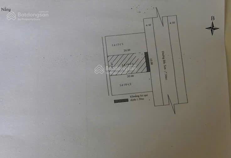 Bán đất (ngang 10m) mặt tiền đường bắc sơn, vị trí kinh doanh, dt 200m², giá 15.5 tỷ tl