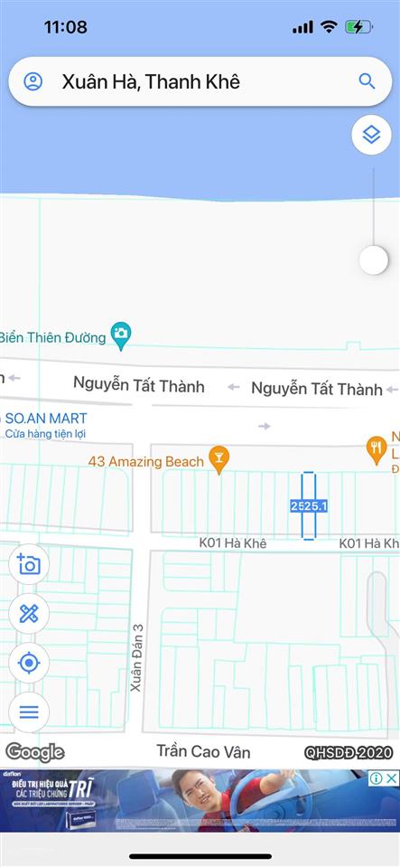 Bán cặp đất 2 mặt tiền trước sau nguyễn tất thành  gần ông ích khiêm, dt 10x25m, chỉ 30,7 tỷ tl