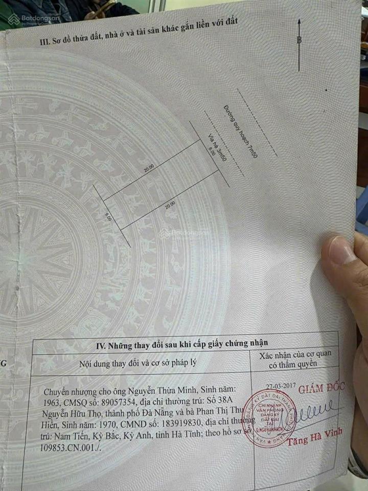 Bán lô 120m2 ngang 6m  kdt điện âm sát minh mạng đường thâm tâm, ngũ hành sơn
