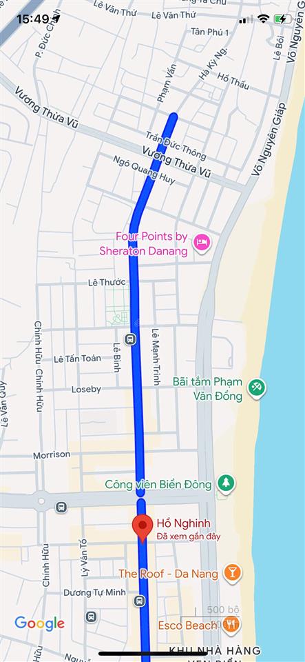 Bán lô 2 mặt tiền trước và sau đường (15m) hồ nghinh, gần biển mỹ khê, dt 130m2, giá 25 tỷ tl