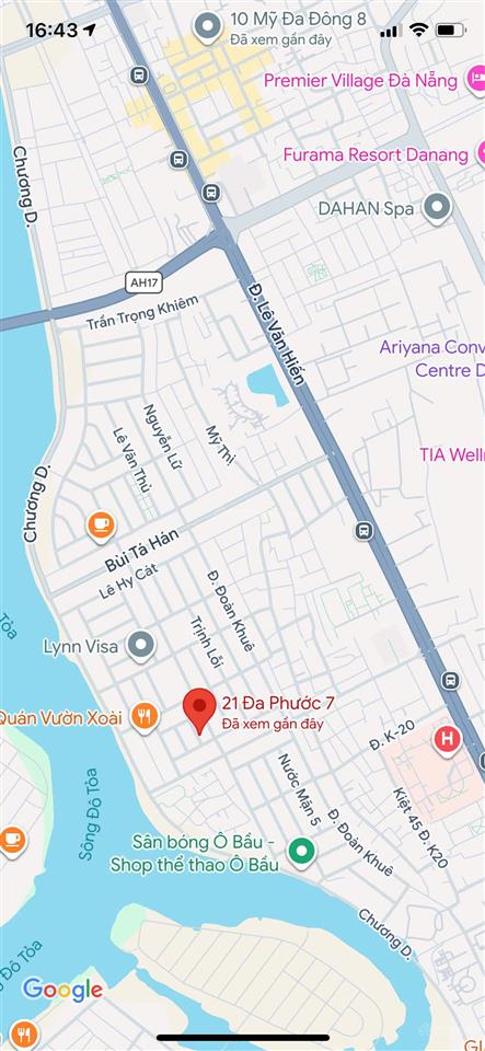 Bán đất đường (7m5) đa phước 7, khu nam việt á, khuê mỹ, ngũ hành sơn, giá chỉ 7 tỷ 5 tl
