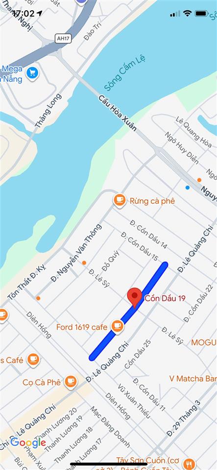Bán đất mt đường cồn dầu 19, hòa xuân, đối lưng lê quảng chí, dt 100m2, giá 5 tỷ 5
