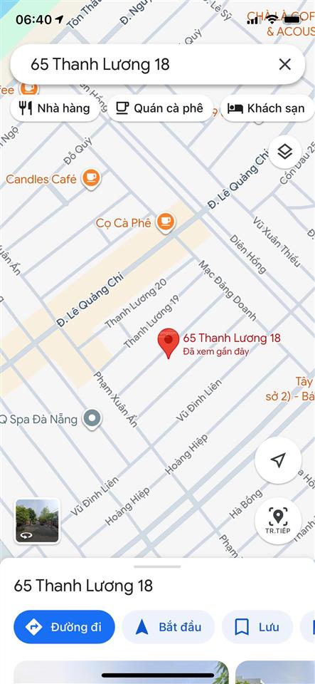 Bán đất đường thanh lương 18, hòa xuân, gần lê quảng chí, giá 5 tỷ 4 tl