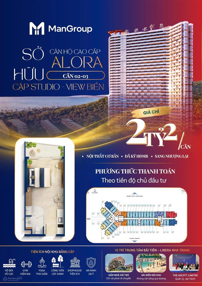 Chính chủ bán căn hộ studio alora view biển  giá chỉ 2,2 tỷ