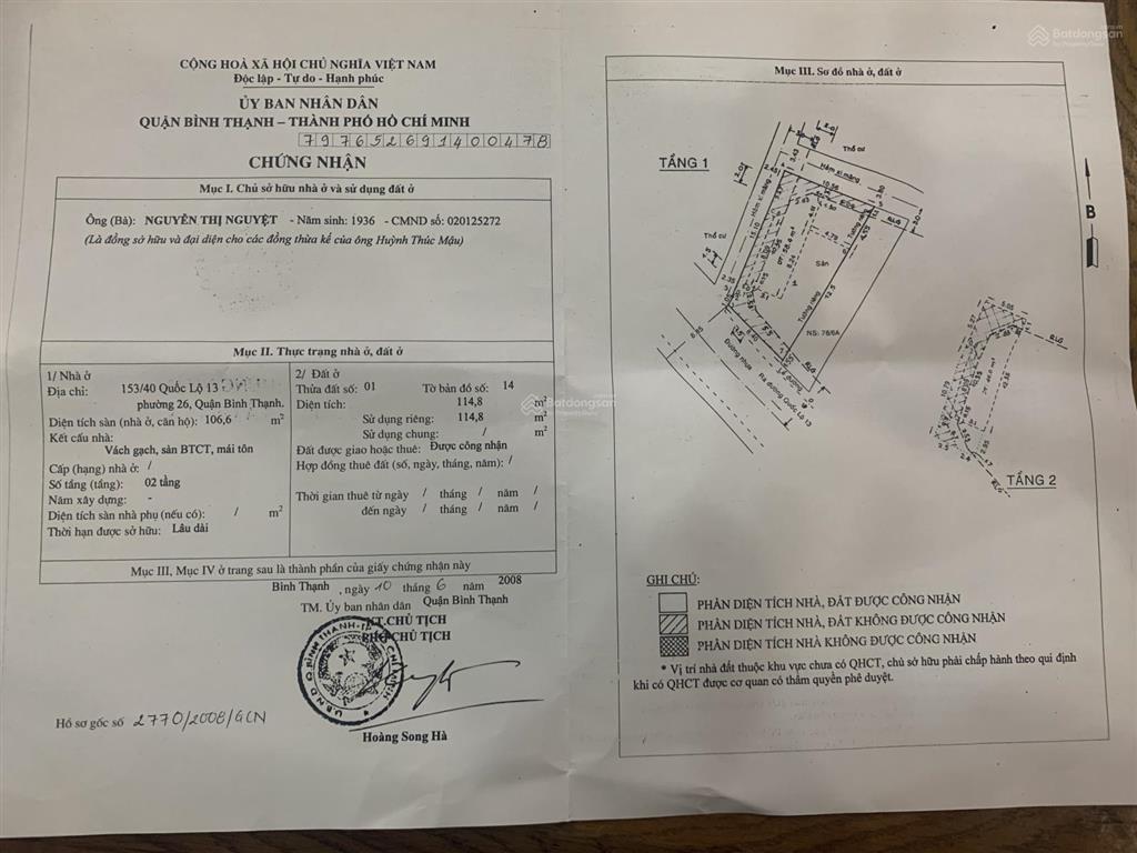 Bán nhà cấp 4 ngay mặt tiền đường 153 quốc lộ 13, bình thạnh