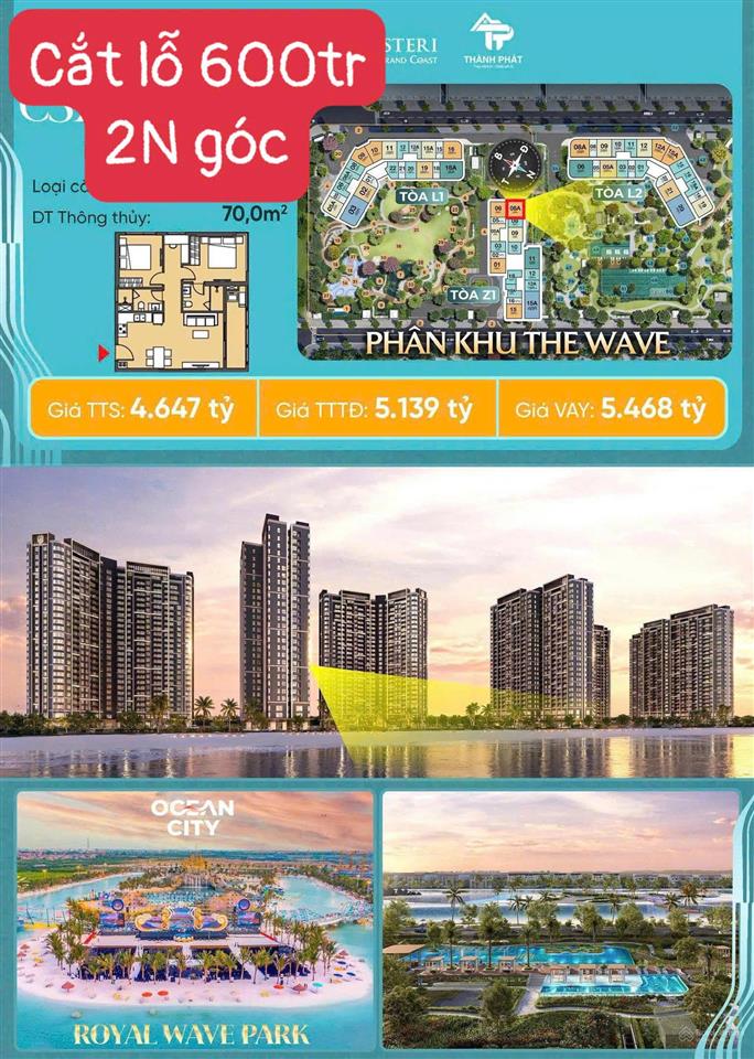 Grands coast ocp2 cắt lỗ 600 triệu cho chủ mới  đối diện biển hồ tạo sóng lớn nhất đna ocp2