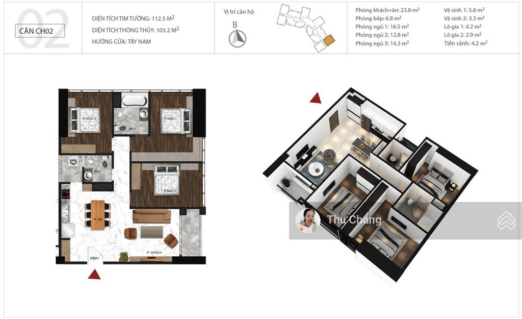 Chính chủ bán căn 116m2 tòa s3 sunshine city, giá 11,8 tỷ