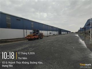 Cho thuê xưởng mới 100% kcn mỹ hào  hưng yên. đa dạng diện tích, đầy đủ pccc, giá 90 nghìn/m2/th