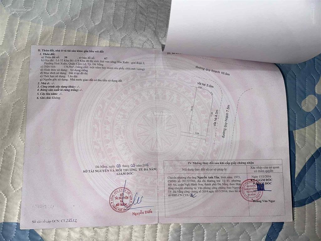 Chính chủ bán lô góc đường lê sỹ, hòa xuân, đà nẵng, 176,9m2