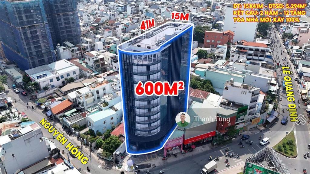 Toà nhà mới 100% mt phạm văn đồng nguyên hồng  15x41m 2 hầm 12 tầng  hđt 1.2 tỷ/th  275 tỷ