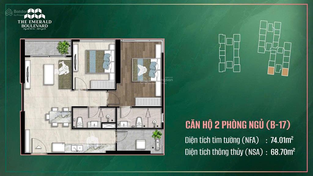 Căn hộ ưu tiên giá tốt căn 3 phòng ngủ chiết khấu khủng 5% tại the emerald boulevard bình dương