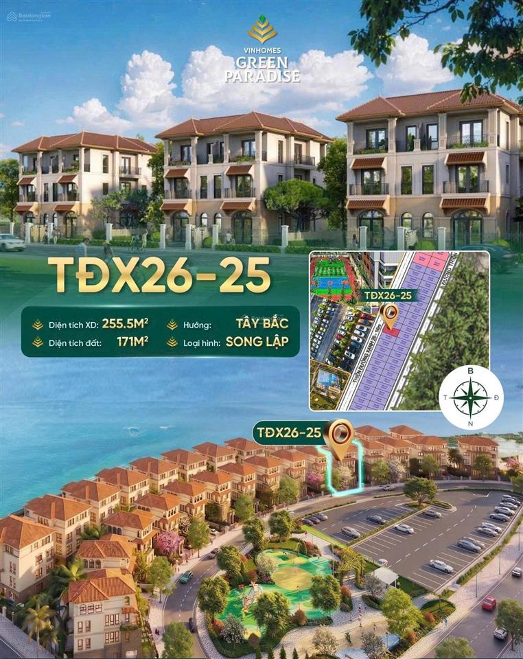 Biệt thự song lập ngay mặt biển tự nhiên cần giờ 171m2  giá tốt vinhomes cần giờ