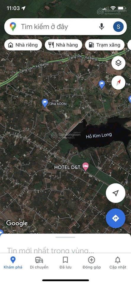 Bán 3 héc ta, đường nhựa 600m2 thổ cư giá 930tr/sào = 27 tỷ 900 tr đất thị trấn kim long, châu đức