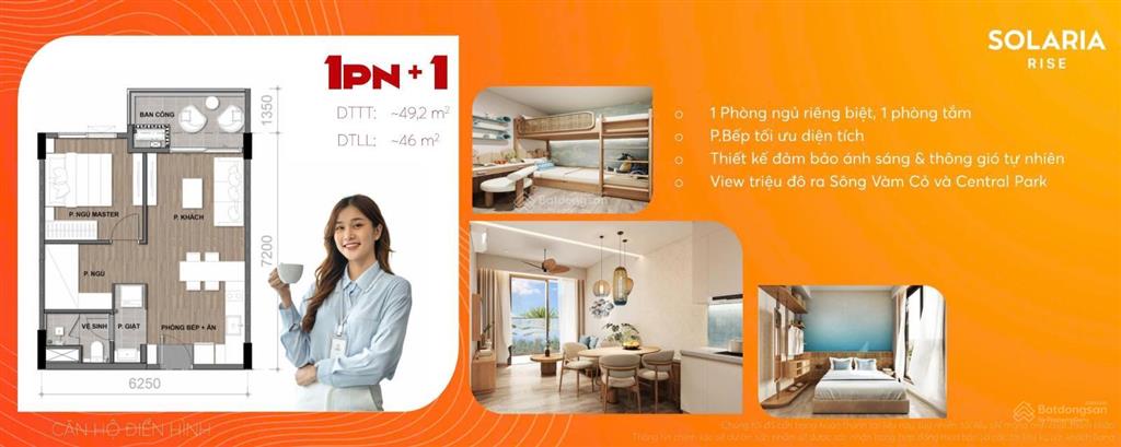 Qua mỹ định cư, bán căn hộ tầng sân vườn solari rise 50m2 1pn+ 1wc. rẻ hơn thị trường 200 triệu