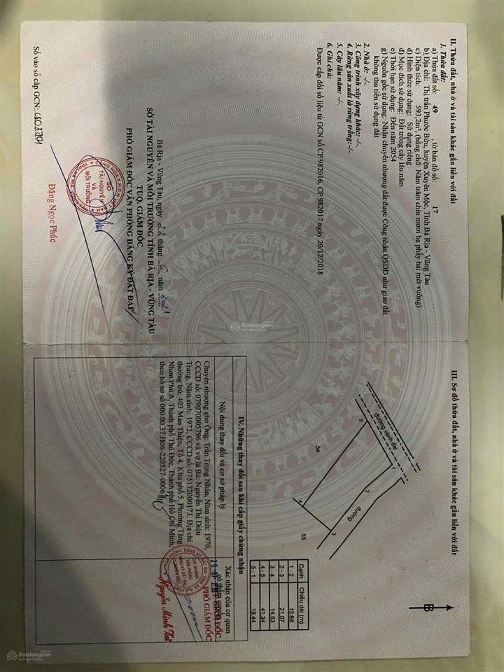 Bán đất nền trung tâm đẹp tại trần phú,xã hồ tràm, hồ chí minh, giá 6,09 tỷ, diện tích 593,2 m2