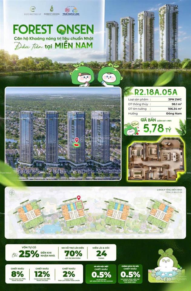 Forest onsen duy nhất 1 căn  3 ngủ góc  đông nam  có khoáng nóng  có vườn nấm