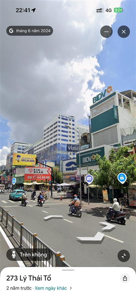 Cho thuê nhà mặt tiền đường 506  508 lý thái tổ, hiện tại bidv đang thuê, thích hợp kd đa dạng