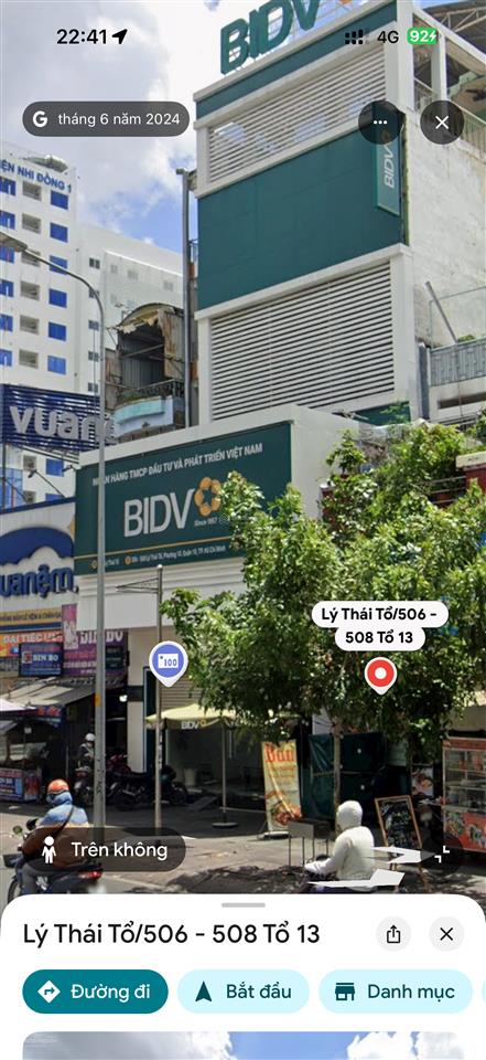 Cho thuê nhà mặt tiền đường 506  508 lý thái tổ, hiện tại bidv đang thuê, thích hợp kd đa dạng