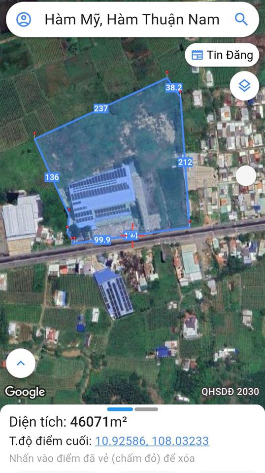 Bán đất 4ha4 (44.000m2) có sẵn kho xưởng mặt tiền qlo 1a xã hàm mỹ hàm thuận nam bình thuận cũ