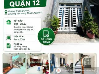 Bán nhà 3 tầng hẻm ô tô đường trường chinh, giáp kdc an sương, quận 12, 4x13m, 5 tỷ 400