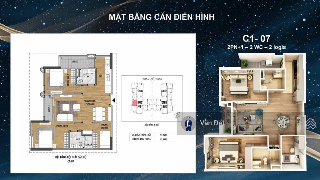 Bán căn 2 ngủ + 1 view hồ  tầng đẹp  đã có nội thất  thiện chí muốn bán ngay