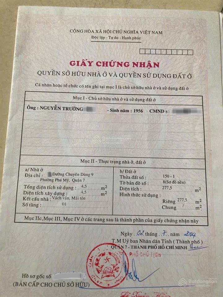 Bán nhà mt đường chuyên dùng chín, p. phú mỹ, q7, tp. hcm. dt 8.5x27.5m, nở hậu 10m. giá 28 tỷ