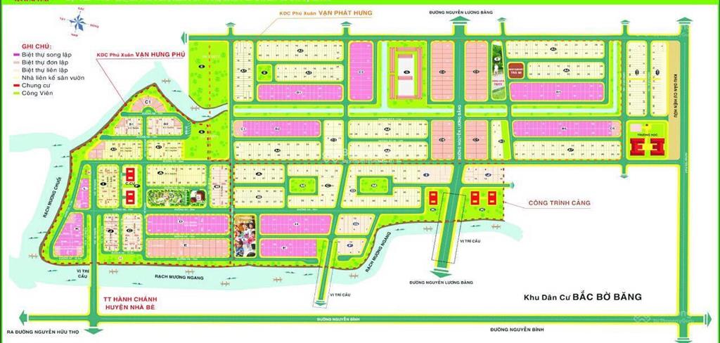Đất kdc phú xuân  vạn phát hưng, nhà bè. view kênh dt 240m2, giá 52tr