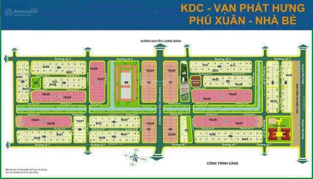 Đất kdc phú xuân  vạn phát hưng, nhà bè. view kênh dt 240m2, giá 52tr