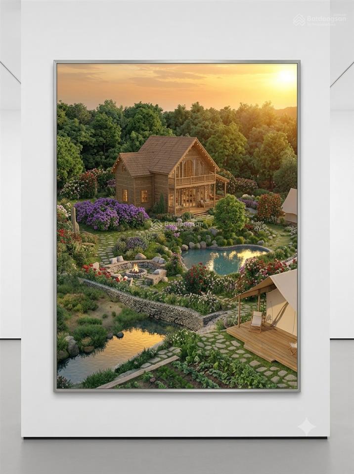 Nhà vườn nghỉ dưỡng bên suối sẵn 200m2 thổ cư  xây dựng nhà gỗ, bản vẽ sẵn có, đầu tư đón hạ tầng