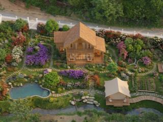 Nhà vườn nghỉ dưỡng bên suối sẵn 200m2 thổ cư  xây dựng nhà gỗ, bản vẽ sẵn có, đầu tư đón hạ tầng