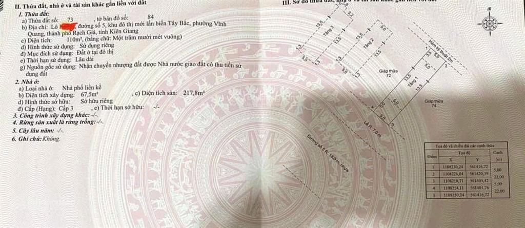 Bán nhà thô 2 lầu đường số 5, khu đô thị tây bắc, rạch giá, an giang. giá tốt nhất 2.85 tỷ