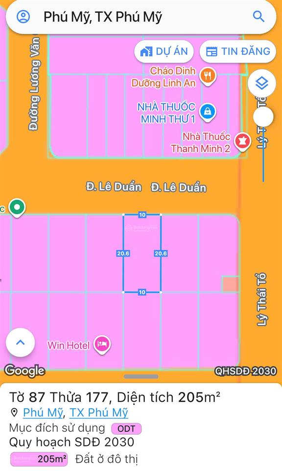 Cần bán lô đất mt đường lê duẩn 10x20m full thổ 6,85 tỷ