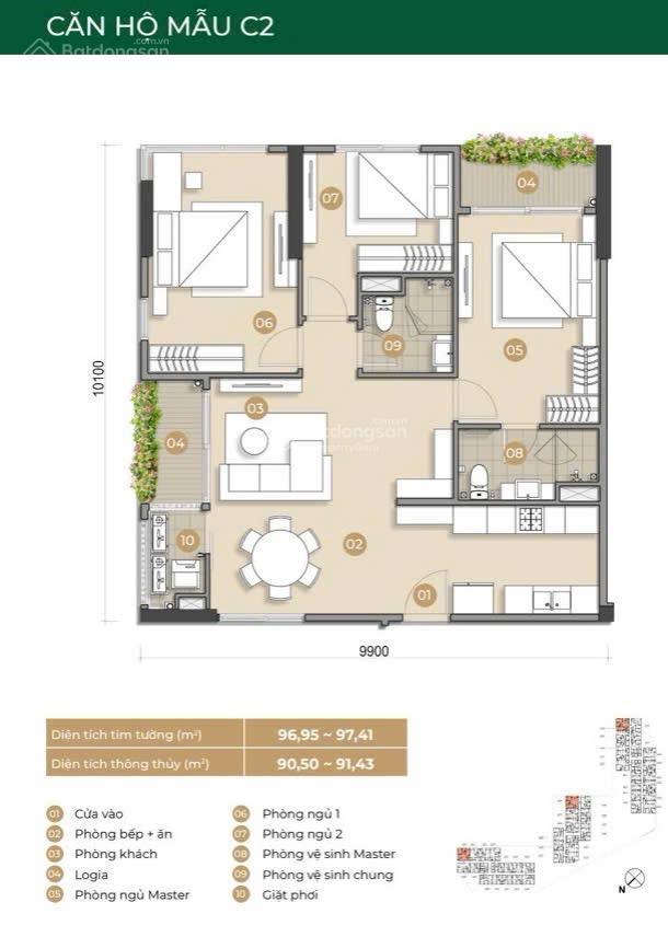 Bán nhanh giảm còn 6,22 tỷ căn góc 3pn + 2wc  2 ban công  trellia cove mizuki park