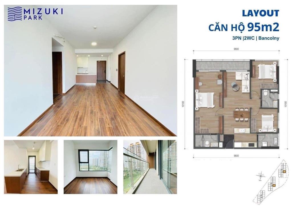 Bán nhanh căn 95m2 (3pn+2wc) giá 5,8tỷ, sổ hồng sẵn, block mp678 tại mizuki.  0965 290 ***