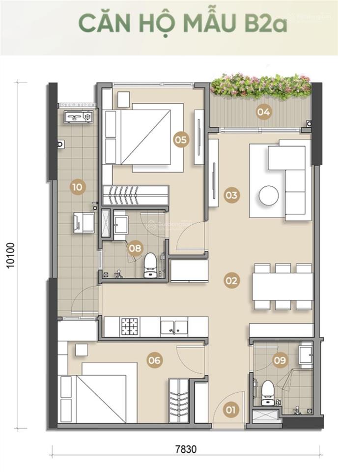 Bán nhanh căn 2pn đẹp 76m giá 5,2 tỷ (đã gồm vat) | trellia cove  mizuki park