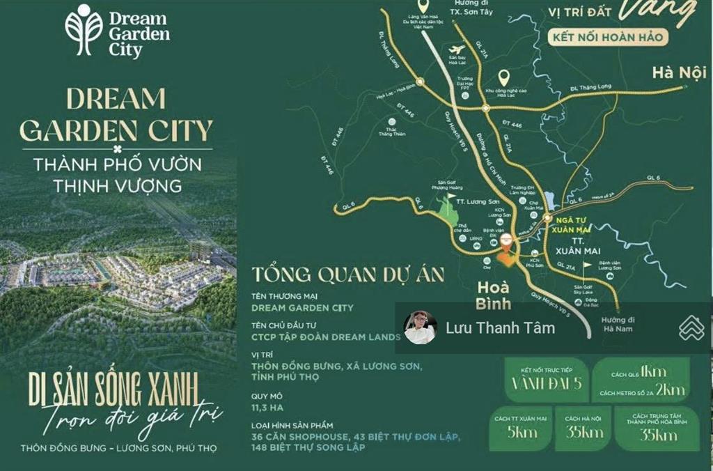 Bán lô ngoại giao dự án dream garden city nhuận trạch lương sơn hòa bình. 150m2, mt 7,9m